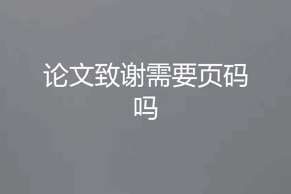 论文致谢需要页码吗
