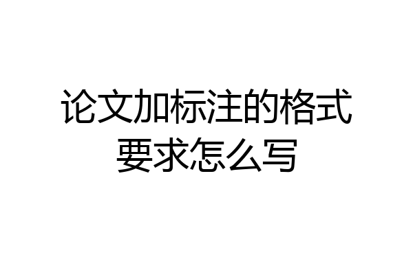 论文加标注的格式要求怎么写