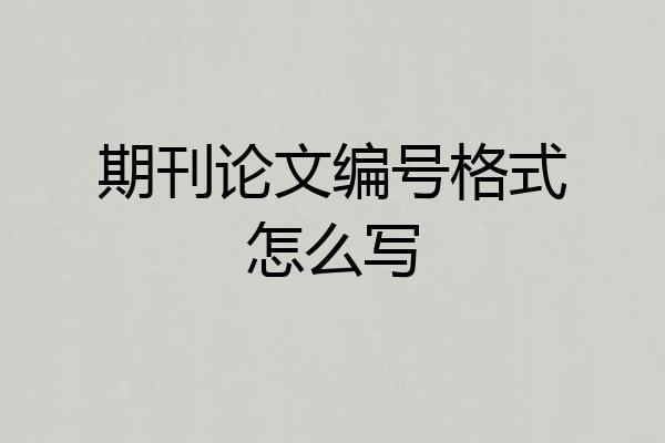 期刊论文编号格式怎么写