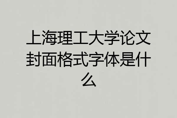上海理工大学论文封面格式字体是什么