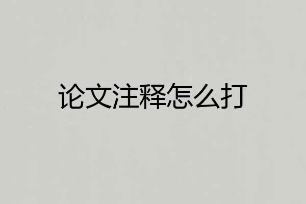 论文注释怎么打
