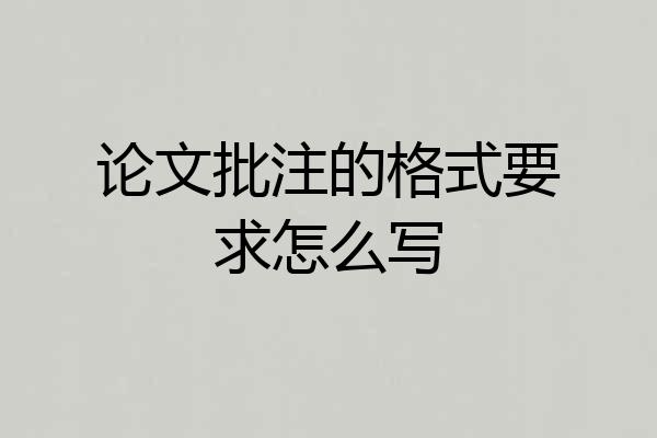 论文批注的格式要求怎么写
