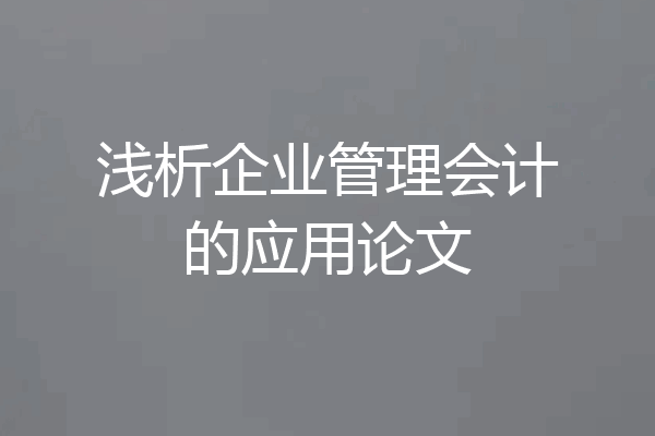 浅析企业管理会计的应用论文