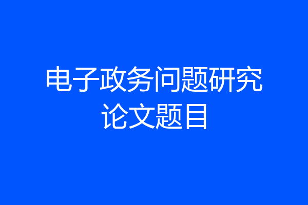 电子政务问题研究论文题目