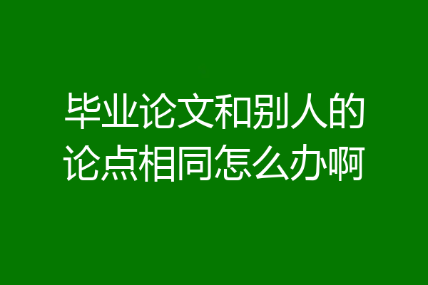 毕业论文和别人的论点相同怎么办啊