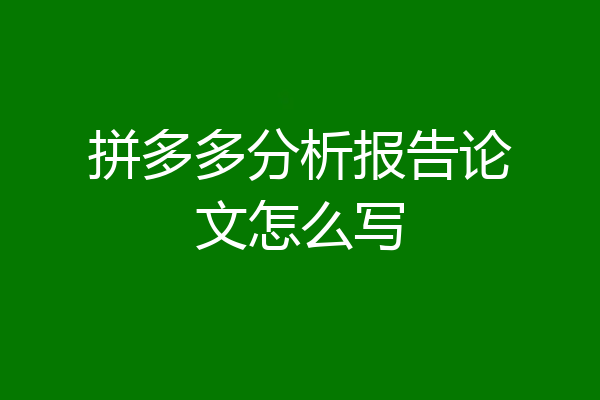 拼多多分析报告论文怎么写