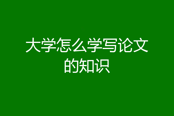 大学怎么学写论文的知识