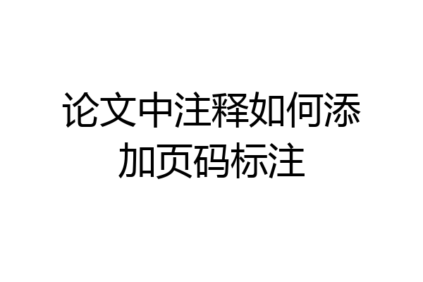 论文中注释如何添加页码标注
