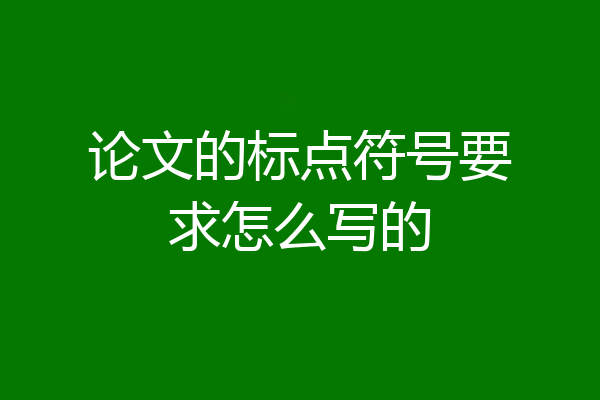 论文的标点符号要求怎么写的