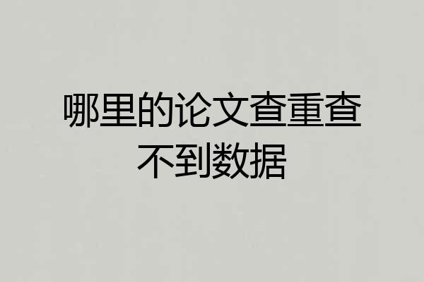 哪里的论文查重查不到数据
