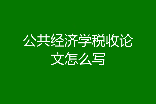 公共经济学税收论文怎么写