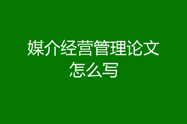 媒介经营管理论文怎么写