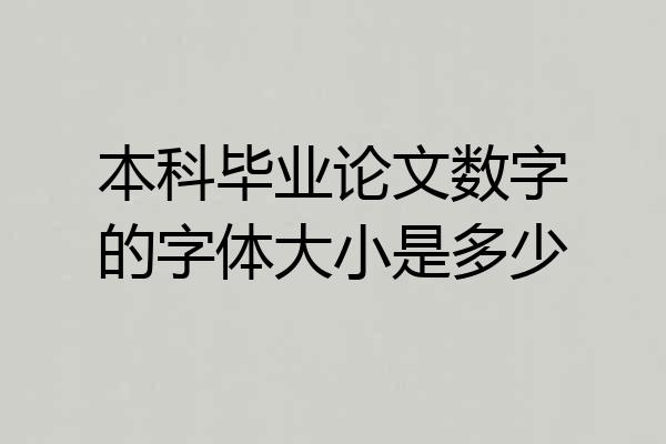本科毕业论文数字的字体大小是多少