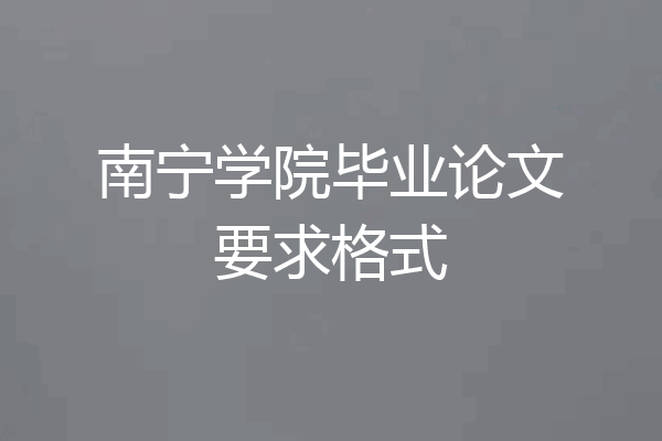 南宁学院毕业论文要求格式