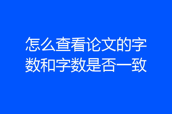 怎么查看论文的字数和字数是否一致