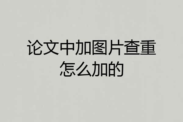 论文中加图片查重怎么加的