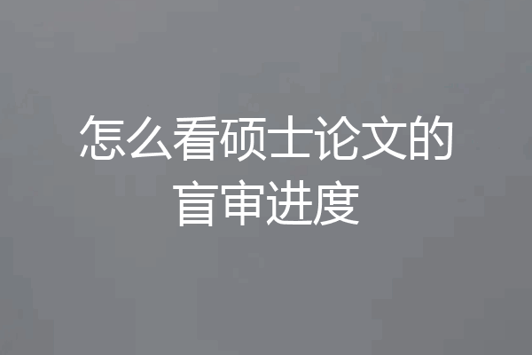 怎么看硕士论文的盲审进度