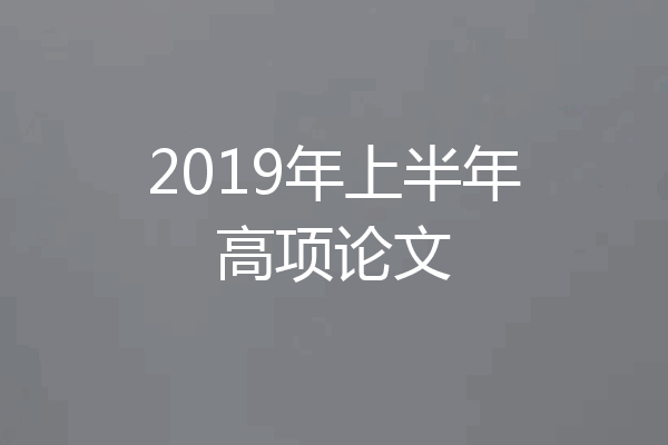 2019年上半年高项论文