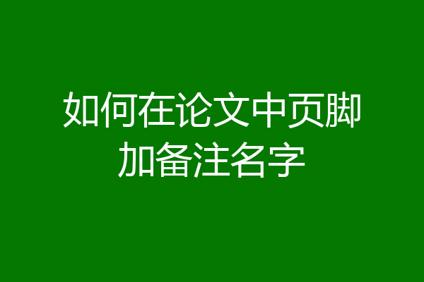 如何在论文中页脚加备注名字
