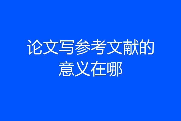 论文写参考文献的意义在哪