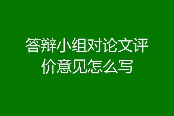 答辩小组对论文评价意见怎么写