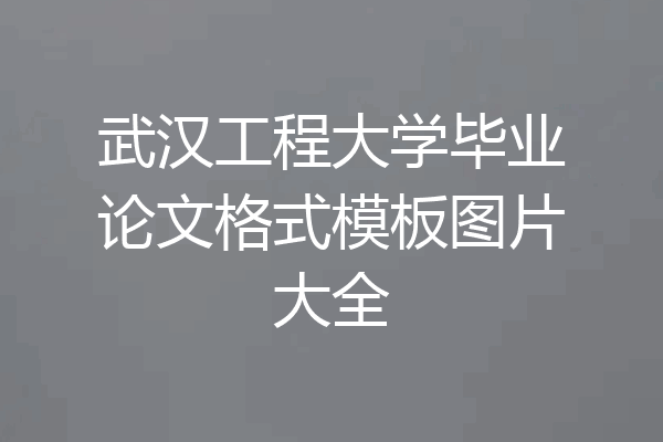 武汉工程大学毕业论文格式模板图片大全