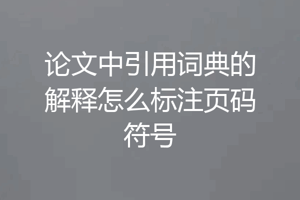 论文中引用词典的解释怎么标注页码符号