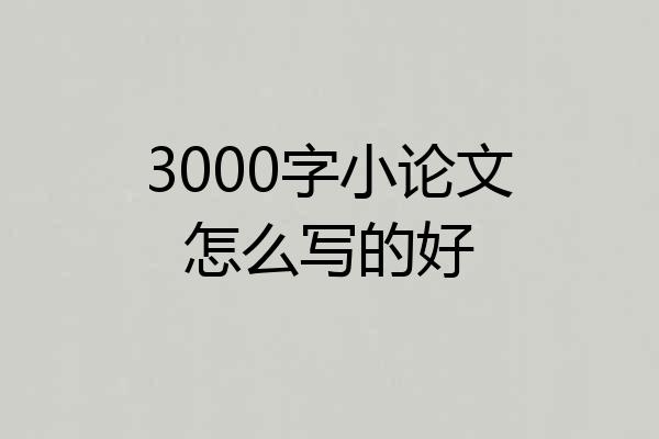 3000字小论文怎么写的好