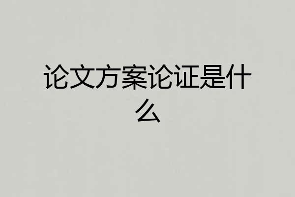 论文方案论证是什么