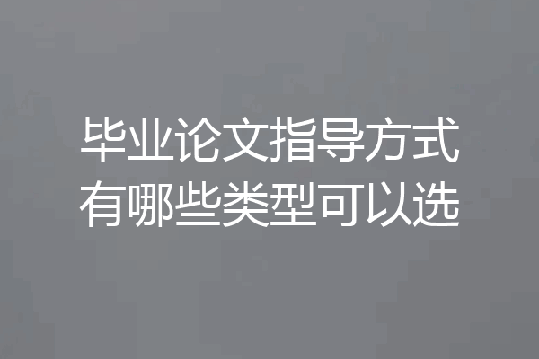 毕业论文指导方式有哪些类型可以选