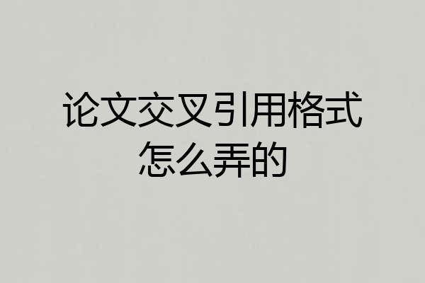 论文交叉引用格式怎么弄的