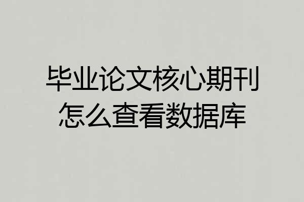 毕业论文核心期刊怎么查看数据库