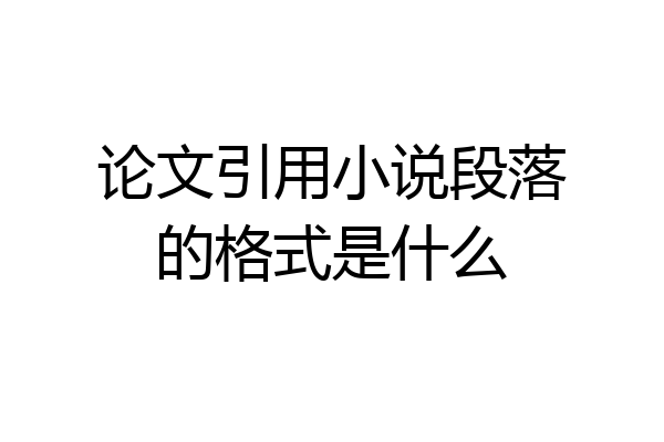 论文引用小说段落的格式是什么
