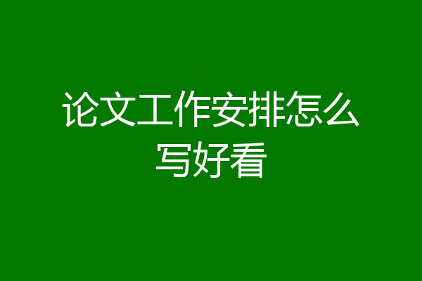 论文工作安排怎么写好看