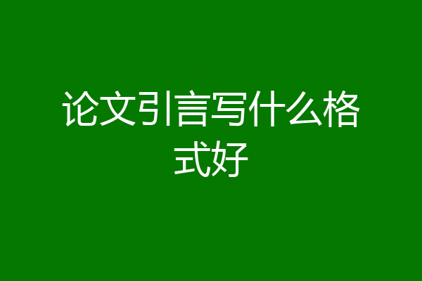 论文引言写什么格式好