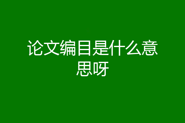 论文编目是什么意思呀
