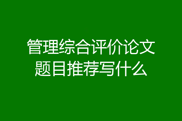 管理综合评价论文题目推荐写什么