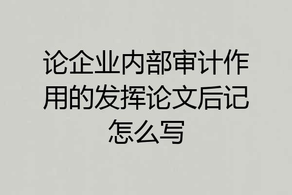 论企业内部审计作用的发挥论文后记怎么写