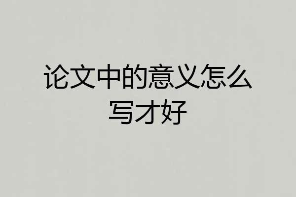 论文中的意义怎么写才好
