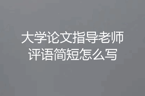 大学论文指导老师评语简短怎么写