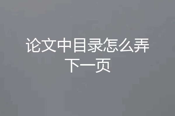 论文中目录怎么弄下一页