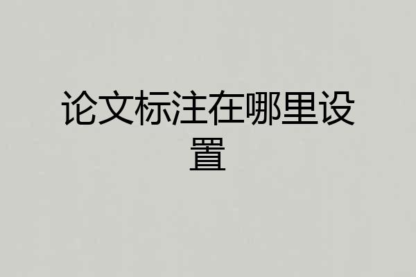 论文标注在哪里设置