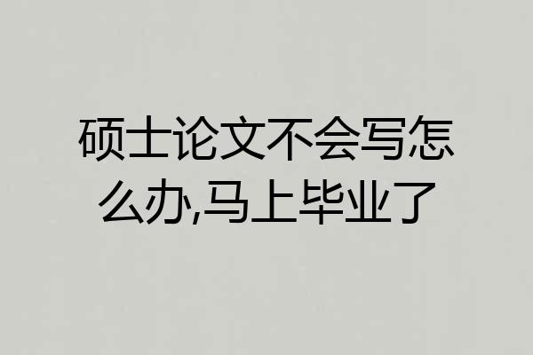 硕士论文不会写怎么办,马上毕业了