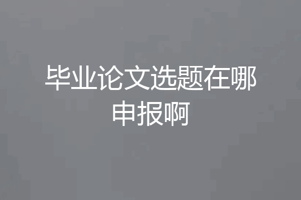 毕业论文选题在哪申报啊
