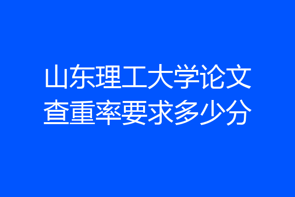 山东理工大学论文查重率要求多少分