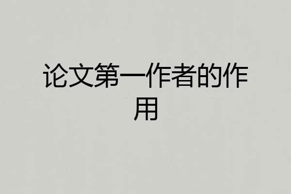 论文第一作者的作用