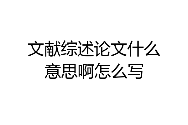 文献综述论文什么意思啊怎么写