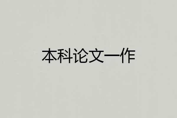 本科论文一作