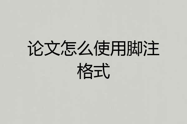 论文怎么使用脚注格式