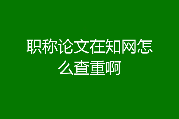 职称论文在知网怎么查重啊